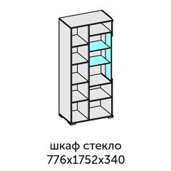 Аллегро-10 Шкаф 2дв. (со стеклом) (дуб крафт золотой-камень темный) в Можге - mozhga.mebel24.online | фото 2
