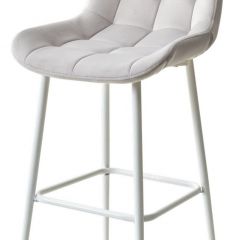 Барный стул ХОФМАН, цвет H-09 Светло-серый, велюр / белый каркас М-City в Можге - mozhga.mebel24.online | фото