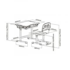 Парта-трансформер + стул PICCOLINO Grey в Можге - mozhga.mebel24.online | фото 6