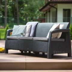 Диван пластиковый Корфу Макс (Corfu love seat max) графит в Можге - mozhga.mebel24.online | фото 3