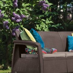 Диван пластиковый Корфу Макс (Corfu love seat max) коричневый в Можге - mozhga.mebel24.online | фото 2