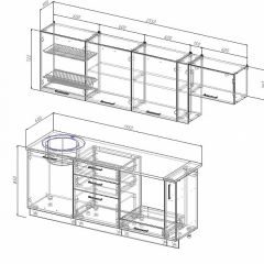 Кухонный гарнитур Антрацит 2550 (Стол. 26мм) в Можге - mozhga.mebel24.online | фото 2