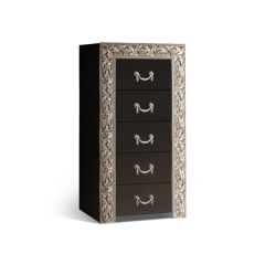 Комод 5 ящиков Узкий Тиффани Premium черная/серебро (ТФКМ-2(П) в Можге - mozhga.mebel24.online | фото