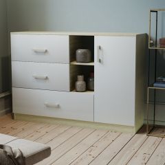 Комод К-3.1 (Дуб сонома/Белый жемчуг) в Можге - mozhga.mebel24.online | фото 2