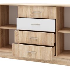 БЕАТРИС Комод К1400 (Дуб Сонома/Белый глянец) в Можге - mozhga.mebel24.online | фото 2