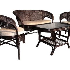 Комплект Пеланги 02/15 с 2-х местным диваном и овальным столом (Темно-коричневый) в Можге - mozhga.mebel24.online | фото