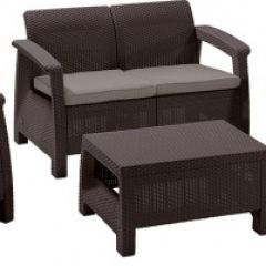 Комплект мебели Корфу сет (Corfu set) коричневый - серо-бежевый * в Можге - mozhga.mebel24.online | фото