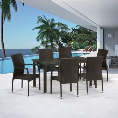 Комплект плетеной мебели T256A/YC379A-W53 Brown (6+1) + подушкина стульях в Можге - mozhga.mebel24.online | фото