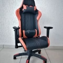 Кресло геймерское Barneo K-52 (черная экокожа оранжевые вставки) в Можге - mozhga.mebel24.online | фото