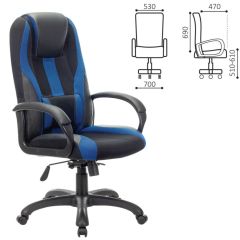 Кресло компьютерное BRABIX PREMIUM "Rapid GM-102" (экокожа/ткань, черное/синее) 532106 в Можге - mozhga.mebel24.online | фото 2