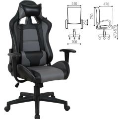 Кресло компьютерное BRABIX "GT Racer GM-100" (черное/серое) 531926 в Можге - mozhga.mebel24.online | фото 2