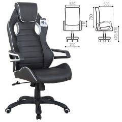 Кресло компьютерное BRABIX Techno Pro GM-003 (экокожа черное/серое, вставки серые) 531814 в Можге - mozhga.mebel24.online | фото