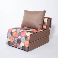 Кресло-кровать бескаркасное Харви (коричневый-геометрия браун) в Можге - mozhga.mebel24.online | фото