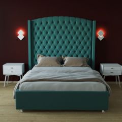 Кровать Берлин ЛЮКС с ПМ 800 (велюр бирюзовый) в Можге - mozhga.mebel24.online | фото 2