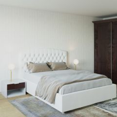 Кровать Берлин с ПМ 1400 (экокожа белая) в Можге - mozhga.mebel24.online | фото