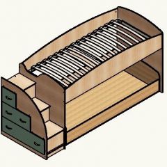 Кровать-чердак "Дюймовочка-4.2"  Дуб молочный/Оранжевый в Можге - mozhga.mebel24.online | фото 4