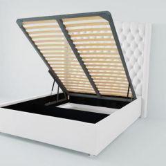 Кровать Берлин ЛЮКС с ПМ 2000 (экокожа белая) в Можге - mozhga.mebel24.online | фото