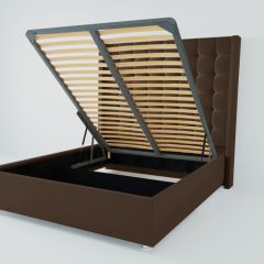 Кровать Венеция ЛЮКС с ПМ 1200 (экокожа коричневая) в Можге - mozhga.mebel24.online | фото