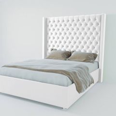 Кровать Версаль ЛЮКС с ПМ 1800 (экокожа белая) в Можге - mozhga.mebel24.online | фото