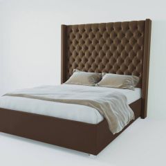 Кровать Версаль ЛЮКС с ПМ 2000 (экокожа коричневая) в Можге - mozhga.mebel24.online | фото
