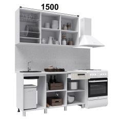 Кухня ДИОР 1.5 м (белый/дуб крафт белый) в Можге - mozhga.mebel24.online | фото 2