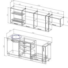 Кухонный гарнитур Вегас 2550 (Стол. 26мм) в Можге - mozhga.mebel24.online | фото 2