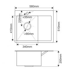 Мойка HD5851L MELANA ProfLine 3,0/200 САТИН врезная прямоугольная с коландером HD5851L в Можге - mozhga.mebel24.online | фото 2