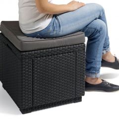 Пуфик Куб с подушкой (Cube with cushion) коричневый - серо-бежевый* в Можге - mozhga.mebel24.online | фото 2