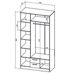 КОСТА-РИКА Шкаф 3-х створчатый (шимо светлый/шимо темный) в Можге - mozhga.mebel24.online | фото 2