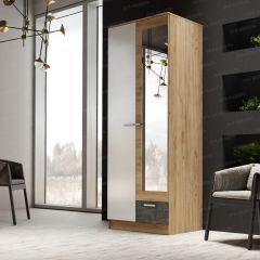Шкаф Адель 800 с полками (дуб вотан/белый глянец) в Можге - mozhga.mebel24.online | фото