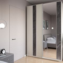 Шкаф-купе 1300 серии SILVER S4+S3Z+B2+PL1 (2 ящика+1 штанга) профиль «Серебро» в Можге - mozhga.mebel24.online | фото