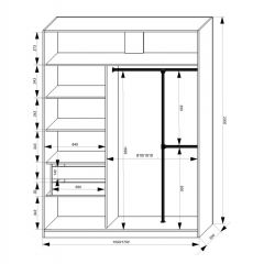 Шкаф-купе 1500 серии NEW CLASSIC K4+K4+B2+PL4 (2 ящика+F обр. штанга) профиль «Капучино» в Можге - mozhga.mebel24.online | фото 3