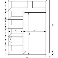 Шкаф-купе 1600 серии SOFT D1+D3+B2+PL1 (2 ящика+1штанга) профиль «Графит» в Можге - mozhga.mebel24.online | фото 4
