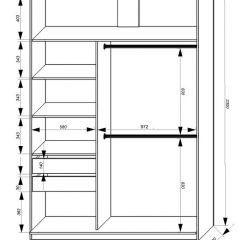 Шкаф-купе 1600 серии SOFT D8+D2+B2+PL4 (2 ящика+F обр.штанга) профиль «Графит» в Можге - mozhga.mebel24.online | фото 2