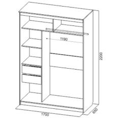 Шкаф-купе №19 Серия 3 Инфинити с зеркалами (1700) Ясень Анкор светлый в Можге - mozhga.mebel24.online | фото 6