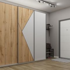 Шкаф-купе 2100 серии SOFT D2+D7+D3+B22+PL2 (по 2 ящика лев/прав+1штанга+1полка) профиль «Графит» в Можге - mozhga.mebel24.online | фото