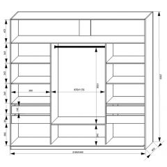Шкаф-купе 2100 серии SOFT D2+D7+D3+B22+PL2 (по 2 ящика лев/прав+1штанга+1полка) профиль «Графит» в Можге - mozhga.mebel24.online | фото 3