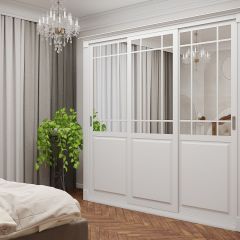 Шкаф-купе 2450 серии NEW CLASSIC K5+K5+K5+B22+PL3 (по 2 ящика лев/прав+1 штанга+1полка) профиль «Капучино» в Можге - mozhga.mebel24.online | фото