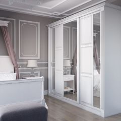 Шкаф-купе 2450 серии NEW CLASSIC K6Z+K1+K6+B22+PL2 (по 2 ящика лев/прав+1 штанга+1 полка) профиль «Капучино» в Можге - mozhga.mebel24.online | фото