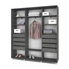 МАРТИН Шкаф-купе с зеркалом Камень темный (2200*450) М422 в Можге - mozhga.mebel24.online | фото 4