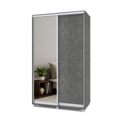 РОЛАНД Шкаф-купе с зеркалом Камень темный (450*1300) Р432 в Можге - mozhga.mebel24.online | фото 2