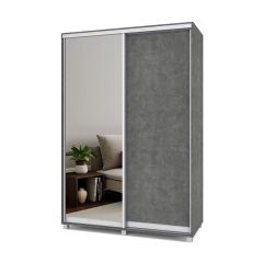 РОЛАНД Шкаф-купе с зеркалом Камень темный (450*1500) Р452 в Можге - mozhga.mebel24.online | фото 2