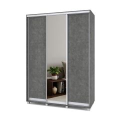 РОЛАНД Шкаф-купе с зеркалом Камень темный (450*1600) Р462 в Можге - mozhga.mebel24.online | фото 2