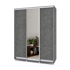 РОЛАНД Шкаф-купе с зеркалом Камень темный (450*1700) Р472 в Можге - mozhga.mebel24.online | фото