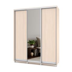 РОЛАНД Шкаф-купе с зеркалом Млечный дуб (450*1800) Р482 в Можге - mozhga.mebel24.online | фото
