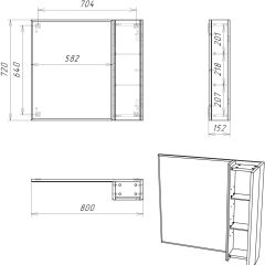 Шкаф-зеркало Uno 80 Дуб серый левый/правый Домино (DU1504HZ) в Можге - mozhga.mebel24.online | фото 7