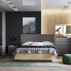 Спальня Livorno Модульная (Софт Графит/Дуб Бунратти) в Можге - mozhga.mebel24.online | фото 2