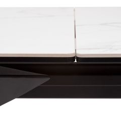 Стол CREMONA 140 HIGH GLOSS STATUARIO Белый мрамор глянцевый, керамика/ черный каркас, ®DISAUR в Можге - mozhga.mebel24.online | фото 6