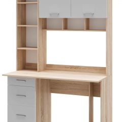 Стол компьютерный ПКС-5 Дуб сонома/Белый глянец в Можге - mozhga.mebel24.online | фото 2