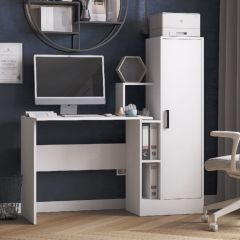 Стол компьютерный СКМ-2 ЛДСП Белый в Можге - mozhga.mebel24.online | фото
